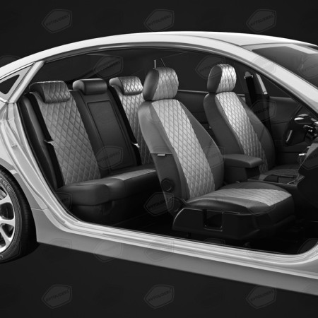Auto-Chekhls for Peugeot Expert Tepee 2 since 2007-2016, 3 places, van, perforation, eco-leather, light gray color, dark gray-4