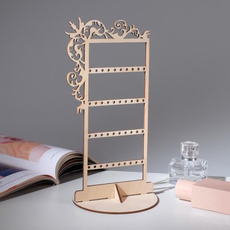 Top for jewelry "monogram" for 20 pairs, 14 × 14 × 24 cm, thickness 3 mm, beige color-1