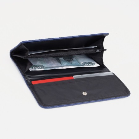 Women's wallet on the button, blue color-3