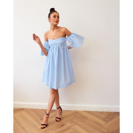 Dress with open shoulders MIST, size 48, blue color-4