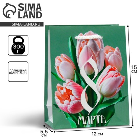Gift package laminated, packaging, “tulips”, S 12 x 15 x 5.5 cm