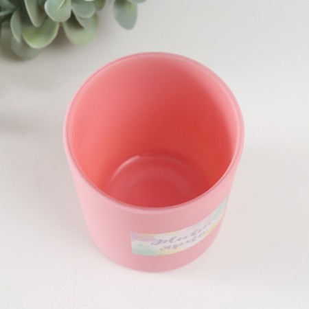 Bank for suppositories "Live bright" 220 ml pink, matte 7x7x8.4 cm-2