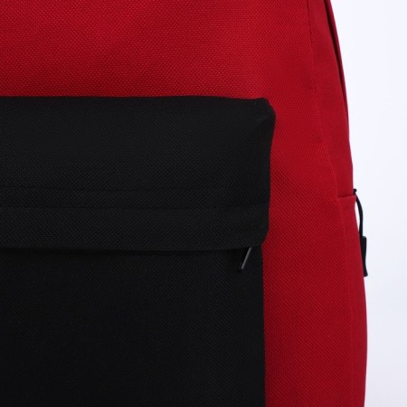 School textile school with a colored pocket, 30x39x12 cm, burgundy/black color-3