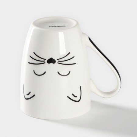 Porcelain share mug "White Cat", 350 ml, white color-2