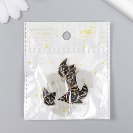 Decor for creativity plastic "Black cat" gold 0.3x1.4x1.8 cm-3