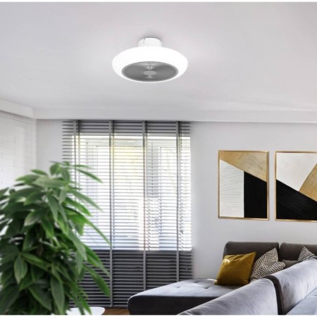 Ceiling fan with Sayulita lamp, 3x8.5W, LED, plastic, white, gray, acrylic, milk-1