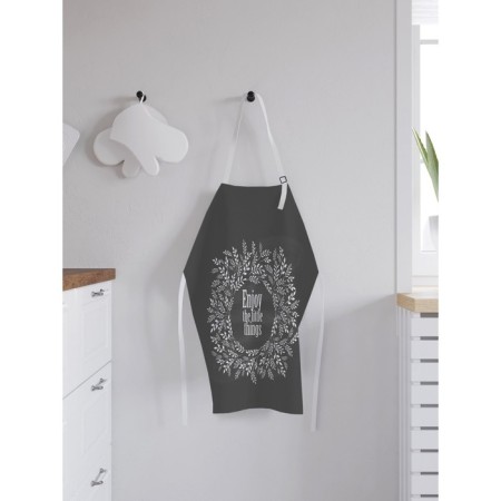 Apron of a kitchen with a photo print "Happiness in the little things", adjustable, size OS-1