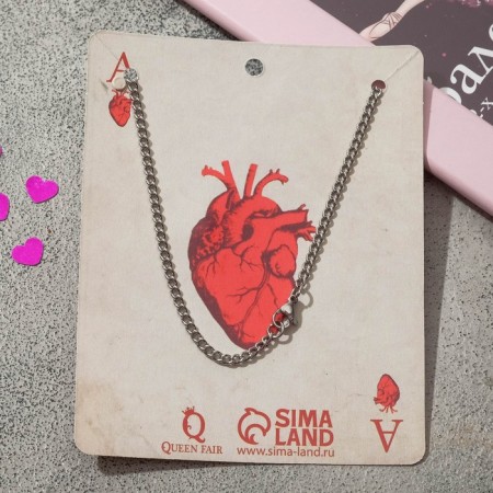 Pendant "Map" ace worms, red color in silver, 70 cm-3