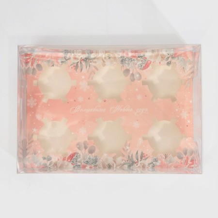 Box for Capcake "Winter Flowers", 23 x 16 x 11.5 cm, New Year-3