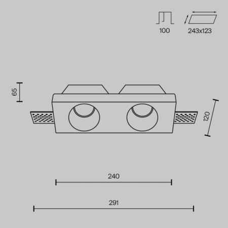 The built-in lamp Technical DL002-WW-02-W, 2x12W, 24x12x6.5 cm, GU10, white color-7