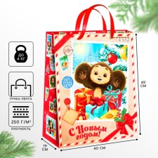 New Year. Gift package, 40x49x19 cm, packaging, Cheburashka