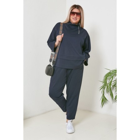 Female suit, size 58, dark blue color-1