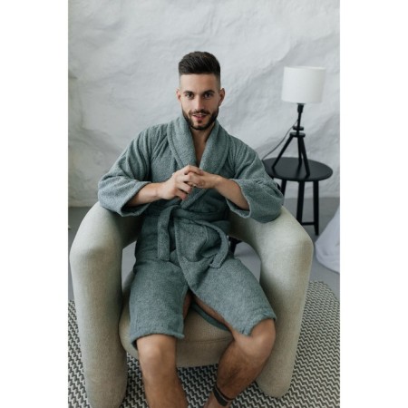Tainted male bathrobe, size 46, emerald color-7