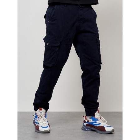 Cargo jeans men, size 52, dark blue color-6