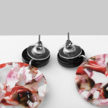 Acryl Earrings "Circle", colored in silver-2