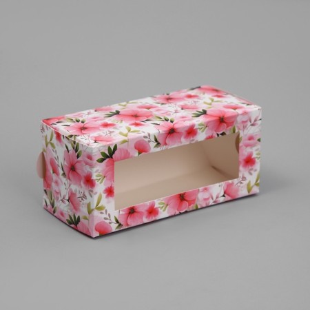 Box for Makarun, confectionery packaging "Cat Flowers", 12 x 5.5 x 5.5 cm-1