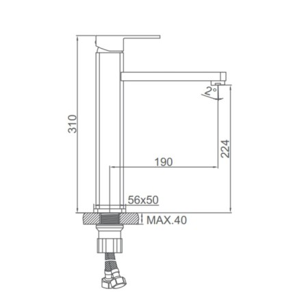 Accoona A9122F shell mixer, 1-crap, silumin, cartridge 35mm, h = 31cm, black-6