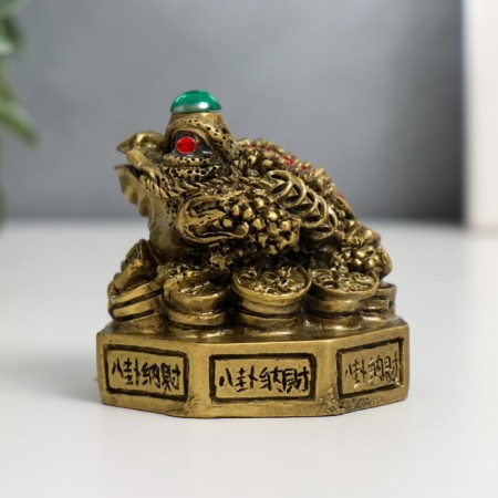 NECK Polystone Bronze "Zhaba on Ba-Gua" 5.8x5.8x6.6 cm-4
