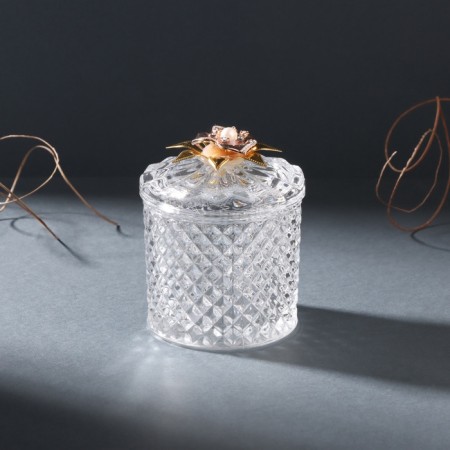 Casket glass "Flower - sharp petals" gold 6x6x8 cm