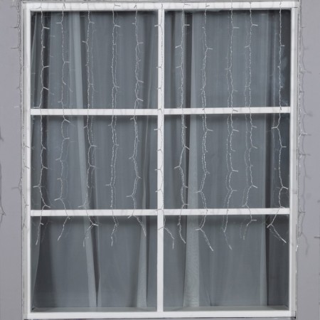 Garland "Curtain" 2 x 1.5 m, IP44, transparent thread, 280 LED, glow of multi, 8 modes, solar battery-1