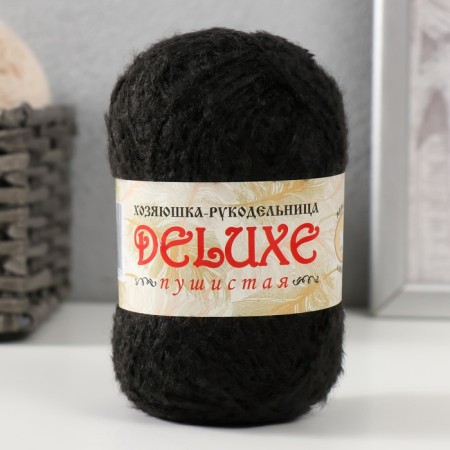 Knitting yarn "Deluxe" 100% polypropylene 140m/50g set 2 pcs - black-1