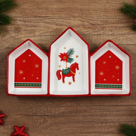 Menzhitsa ceramic "New Year's mood", 26.5x15x3.5 cm, white color-1