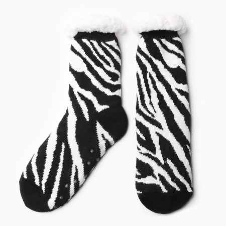 Women's socks with fur inside the "zebra", the color is black, size 36-41