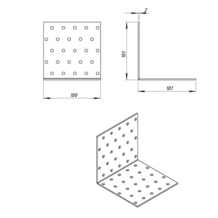 Corner Fitty tundra, 100x100x100x2 mm, galvanized, in the package of 1 pc.-2