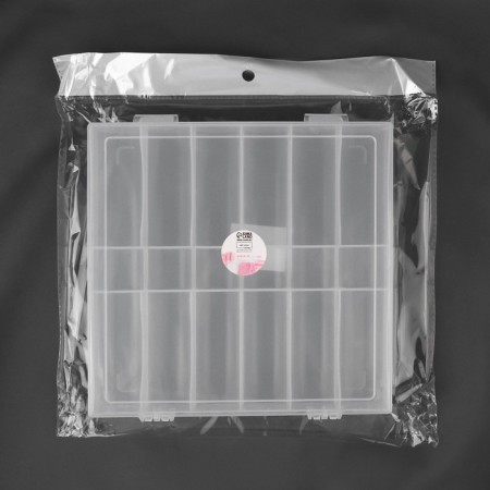 Organizer for threads, 18 departments, 20 × 19.5 × 3.5 cm, transparent color-2