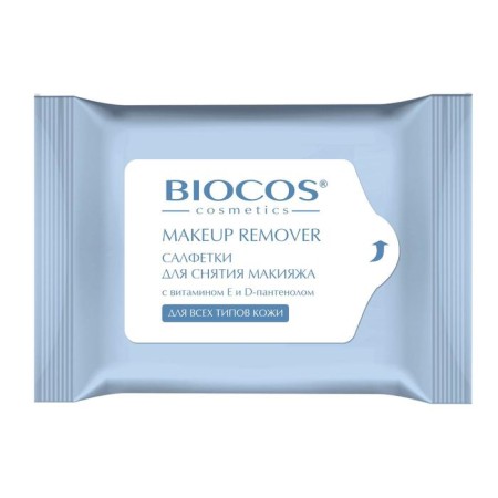 Wet napkins for removing BIOCOS makeup for all skin types, 15 pcs.
