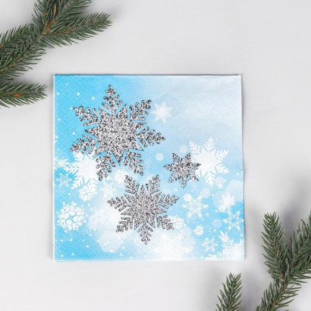 Paper napkins "Snowflakes", 33x33 cm, set 12 pcs.