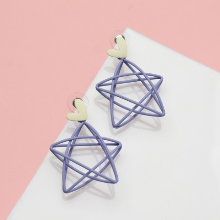 Earrings Metal "Starks" voluminous, white-violet color-1
