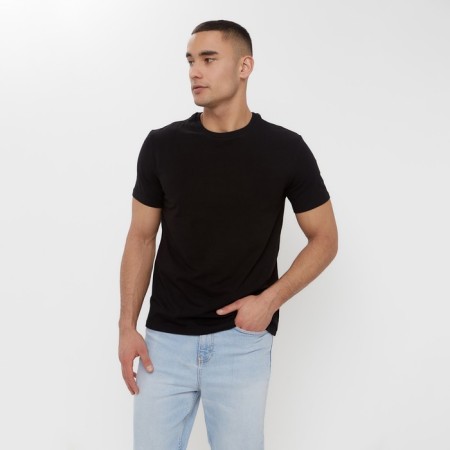 Men's T-shirt Minaku Slim Fit: Black color, rr 48