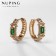 Hooping earrings Xuping noble, green color in pink gold, d = 1.8 cm