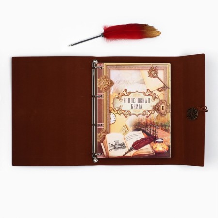 The genealogy book "Our family", with a pen, 65 sheets, Bordeaux, 35 x 25 cm-9
