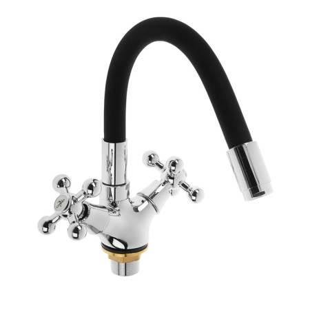 Accoona A9871F kitchen, two -wound, silicone spout, silumin, black/chrome