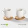 Ceramic tea set on the Bellatenero bamboo stand, 6 objects: 2 cups 350 ml, 2 wooden saucers d = 12 cm, 2 spoons, white color