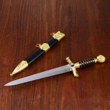 Dagger, twisted hilt with a stone insert, metal, plastic, 40 cm