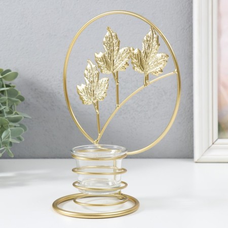 Summary metal per 1 candle "Maple leaves in the circle" d = 4.5 cm gold 16x9.5x21 cm-4