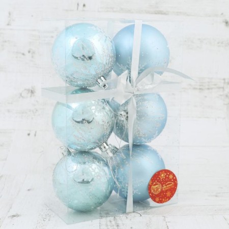 Set of balls plastic D-8 cm, 6 pcs "gerda" blue-1