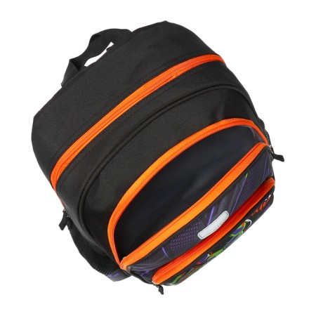School backpack 38 x 27 x 17, ergonomic back, Devente Attomex Basic, Football, Black 7033442-8