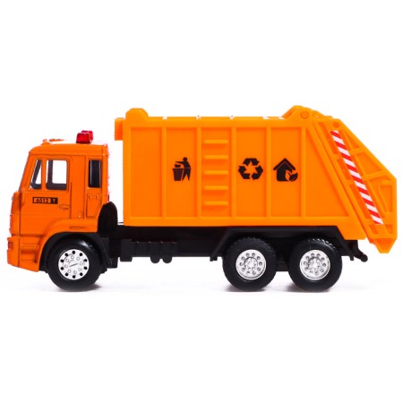 Metal truck "KAMAZ. Garbage truck ", 1:54, inertial, orange color-1