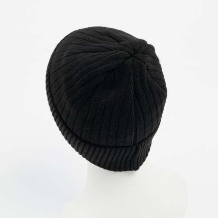Men's hat with fleece lining, color black mix, size 56-58-4