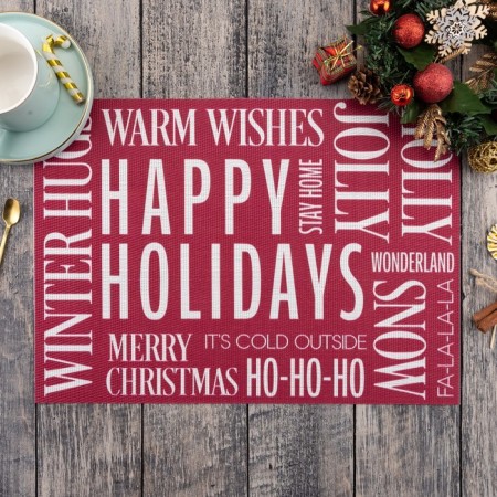 New Year's napkin on the table "Happy Holidys", 40x29 cm