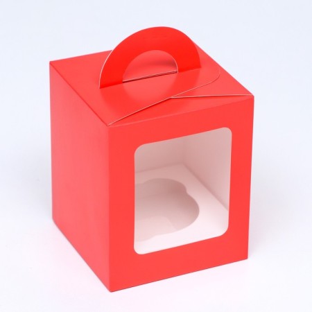 Packaging for one cupcake, red, 9.2 x 9.2 x 11.1 cm-1