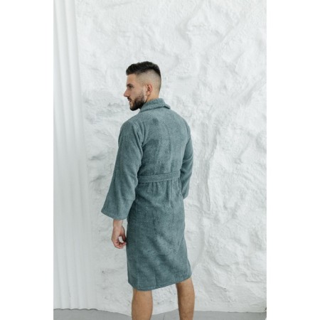 Tainted male bathrobe, size 48, green color-3
