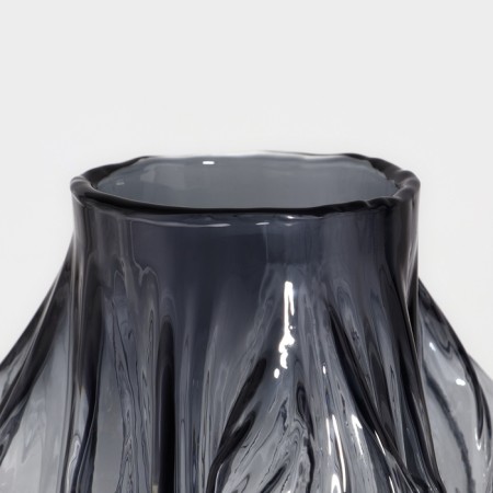 Vase for Flowers "Lucia" from transparent black glass 26.5 x 8 x 8 cm-2