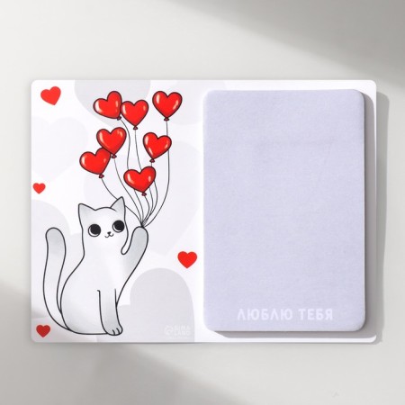 Magnet with a block "Cat with balls" 12.5x9.5 cm-3
