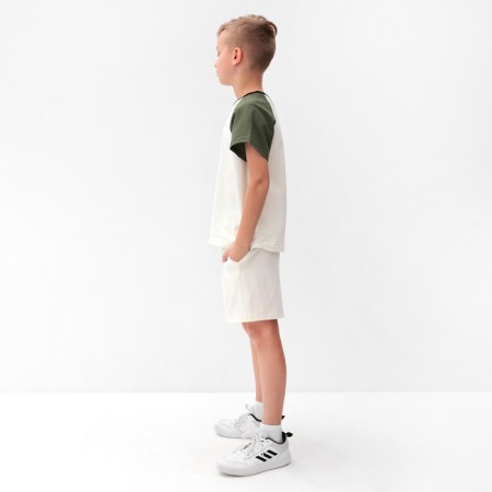 A set for a boy (T -shirt and shorts) Minaku, EXRU/Olive color, height 140 cm-1