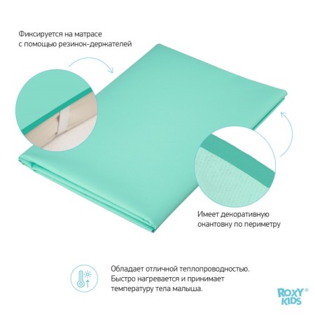 Substick oilcloth 70x100 cm, with holdings-holders, PVC coating, turquoise color-2